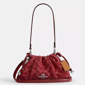 Coach Red Denim Faye Bag - NWT
